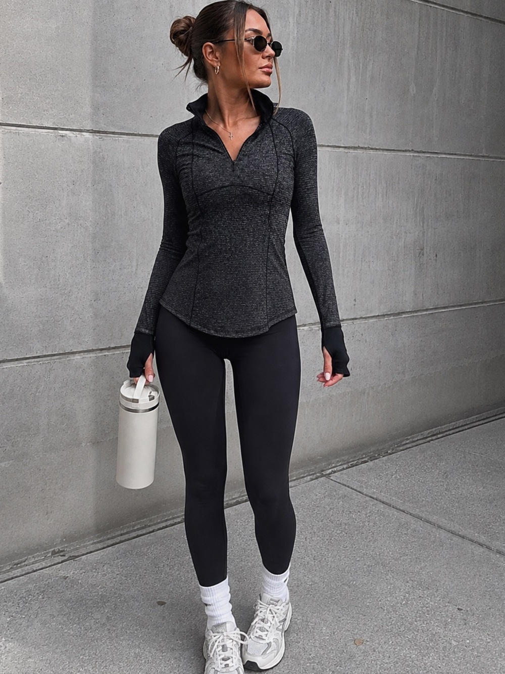 Lululemon Runderful 1/2 Zip Pullover Black Mini Check Pique Pilates Gym Baddie 6